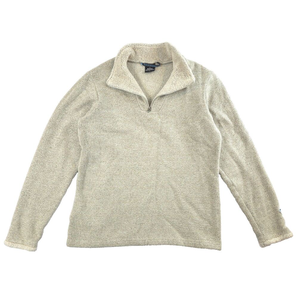 KUHL Womens Alfpaca Fleece Sweater Quarter Zip M Oatmeal Outdoors Gorp Granola